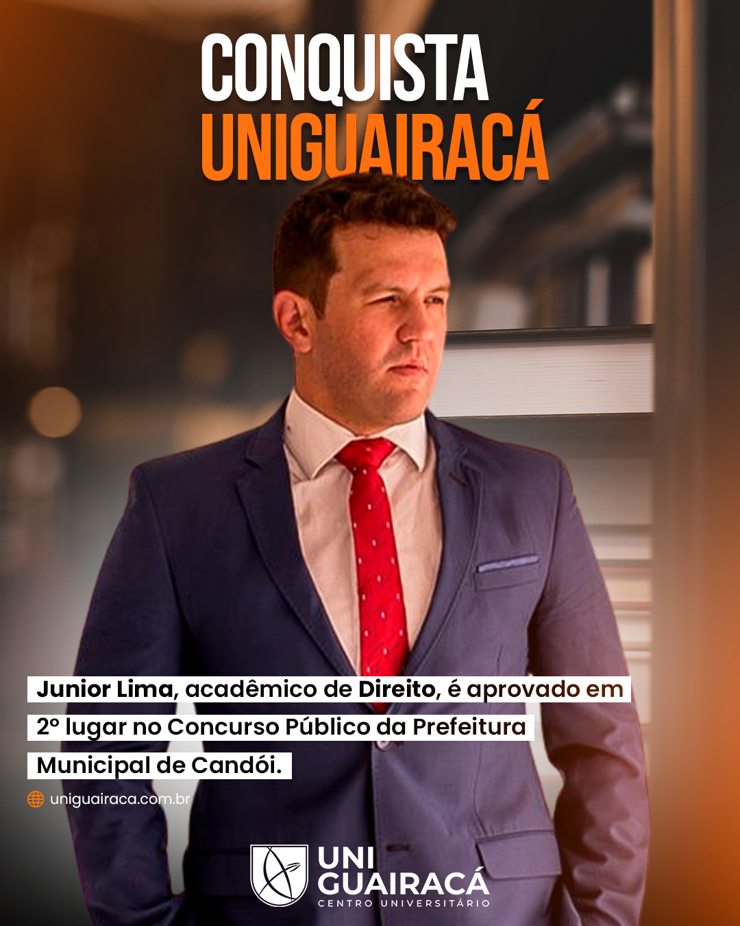 Conquista UniGuairacá: Acadêmico de Direito é aprovado em Concurso Público da Prefeitura Municipal de Candói