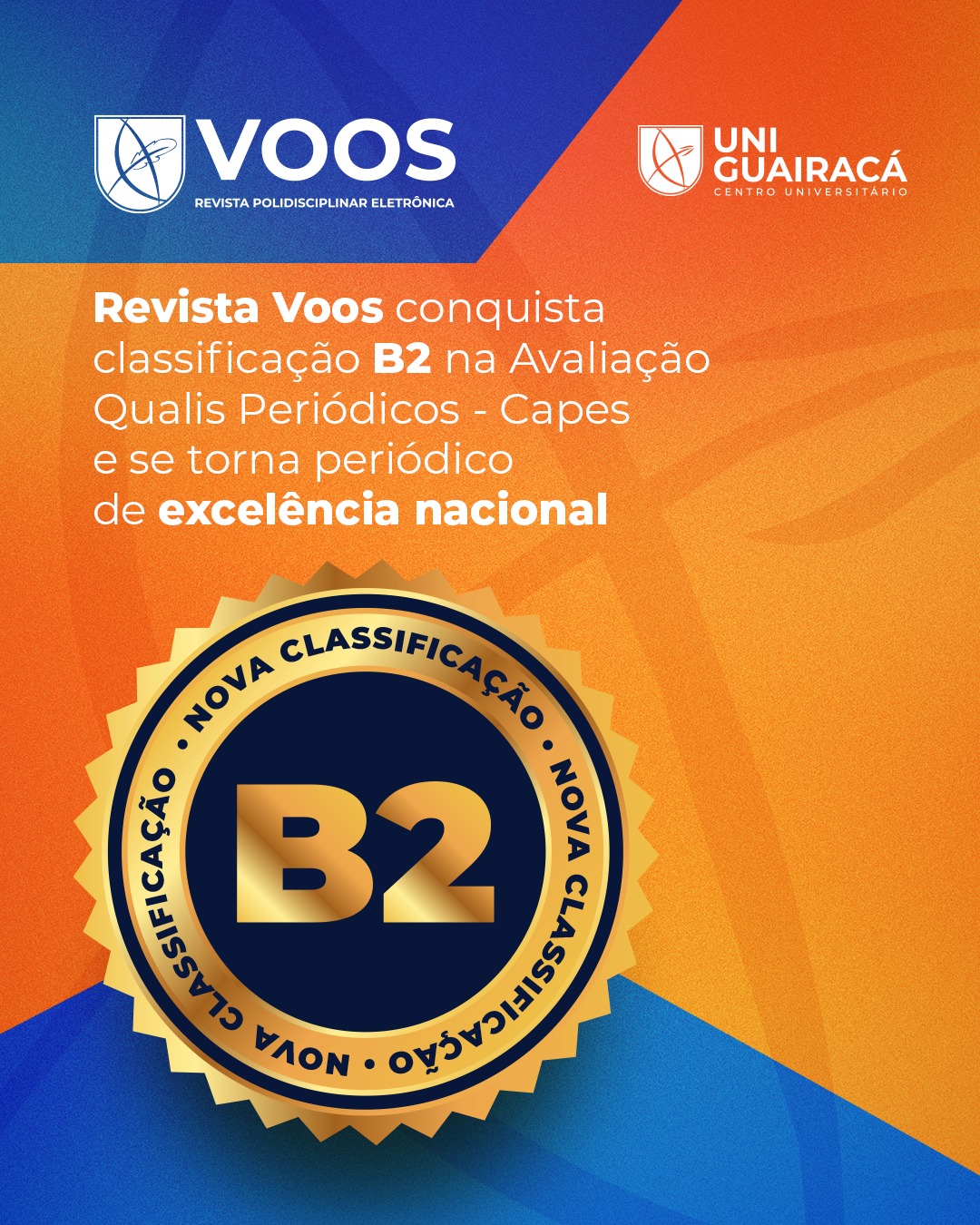 Conquista UniGuairacá: Revista Voos sobe na classificação Qualis/Capes