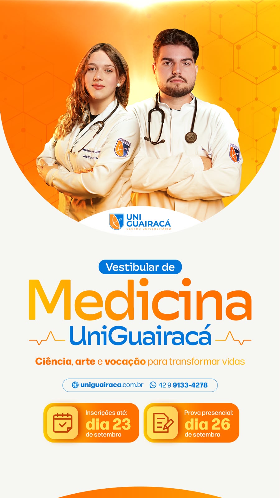 Vestibular de Medicina 2027 da UniGuairacá está com inscrições abertas