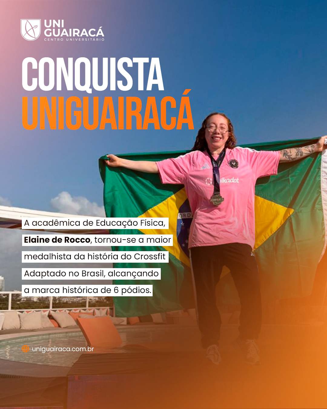 Acadêmica de Educação Física UniGuairacá torna-se a maior medalhista da história do Crossfit Adaptado no Brasil