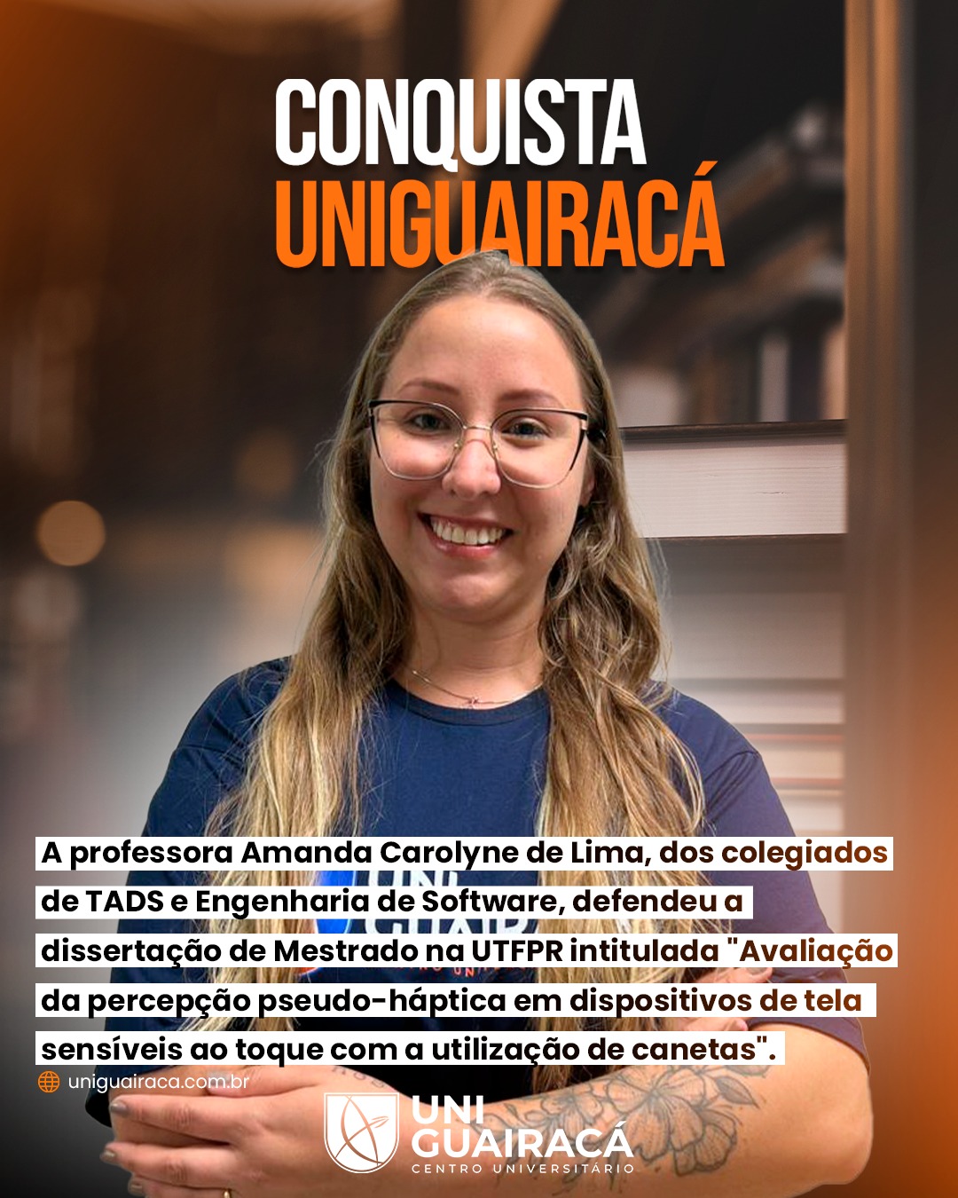 Dupla conquista: docente de Tecnologia da UniGuairacá participa de conferência internacional e defende dissertação de Mestrado